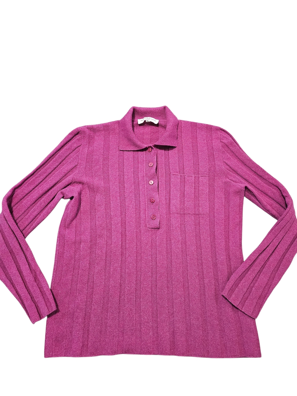 AMINA RUBINACCI 100% cashmere 48 L pullover henley sweater Berry Wine pink purpl